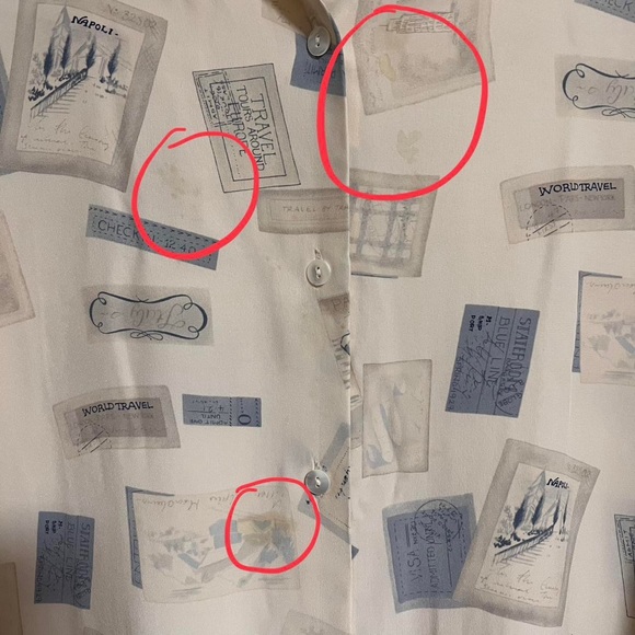 Vintage Talbots 100% Silk World Travel Print Button-Up - Picture 5 of 6